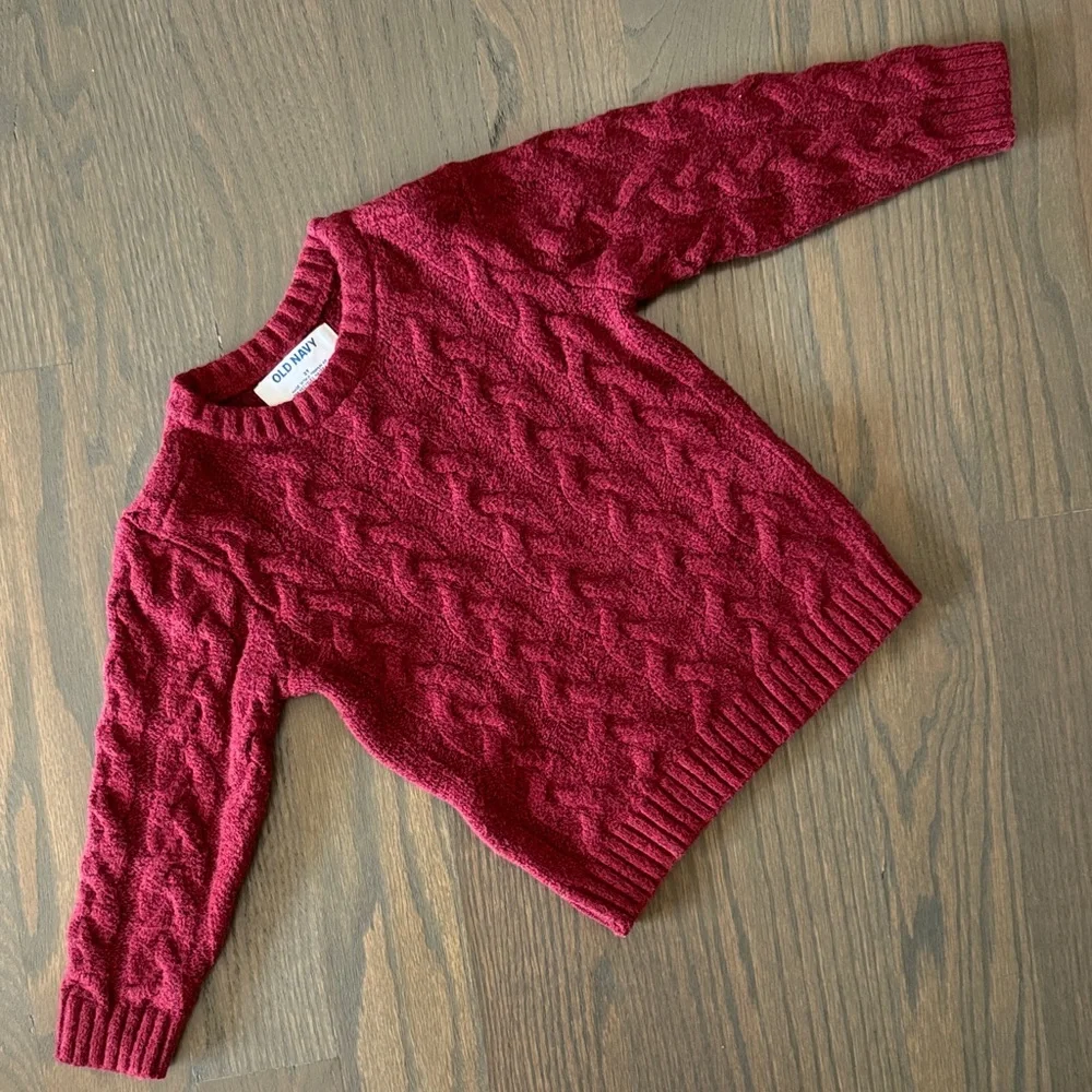 Old Navy Maroon Cable-Knit Sweater | 2T